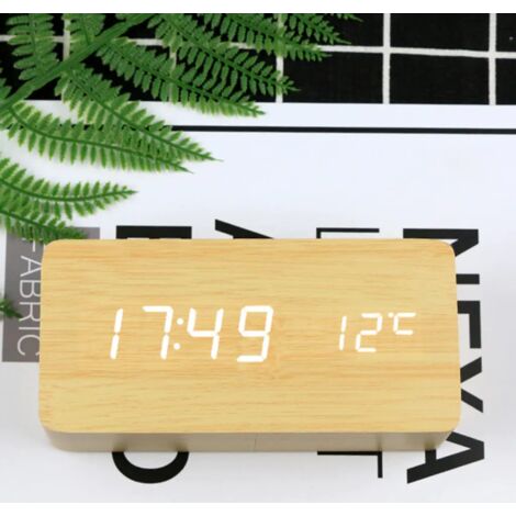 Sveglia digitale in legno effetto legno 3D LED orologio da parete digitale orologio da parete data temperatura 12h 24h sveglia USB camera da letto ufficio orologio dimmerabile Retoo