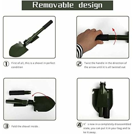 Pala Da Neve Pieghevole ORIENTOOLS - In Alluminio, Con Impugnatura A D, Portatile Per Emergenze