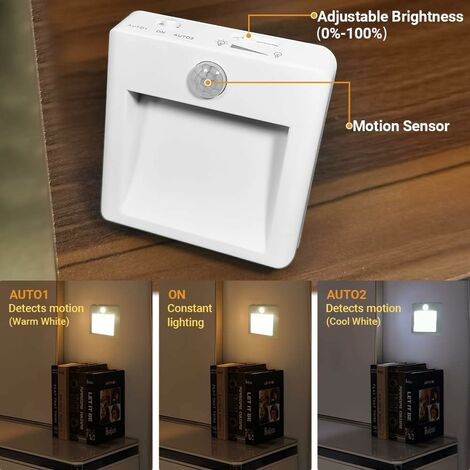 Presa Notturna LED Briignite Con Sensore Crepuscolare – 2 Pezzi, Luminosità Regolabile 30-100 Lm, Luce Calda 3000K, Per Cameretta E Corridoio