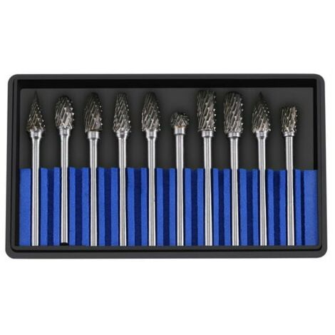 Set 10 Frese Rotanti In Carburo Di Tungsteno - Gambo 1/8" (3mm) Per Dremel, Intaglio Legno, Metallo E Lucidatura