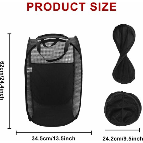 Lifewit Cesto Portabiancheria, Grande Cesta Portabiancheria Pieghevole con Manici Allungati, Portabiancheria Sporca, Laundry Basket per Vestiti, Asciugamani, Coperte, Nero, 80 L
