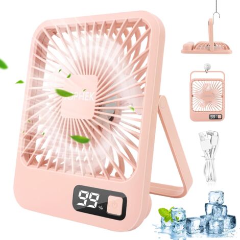Ventilatore Portatile AVV Da Campeggio Con Luci LED, Rotazione 90°, Ricaricabile USB E Type-C, Con Gancio, Silenzioso, Per Tenda E Viaggi - 3