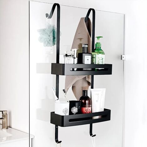 2 Mensole Angolari Per Doccia Con Ventose, 4 Ganci Inclusi, Organizer Bagno Senza Fori, Portabottiglie E Accessori, Carico Max 10 Kg - 4