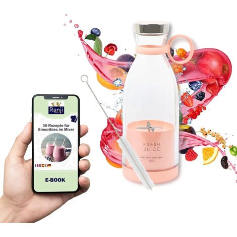Frullatore Portatile USB 350 Ml Con Lame In Acciaio 304 E Cannuccia – Per Succhi, Frullati E Puree In Movimento