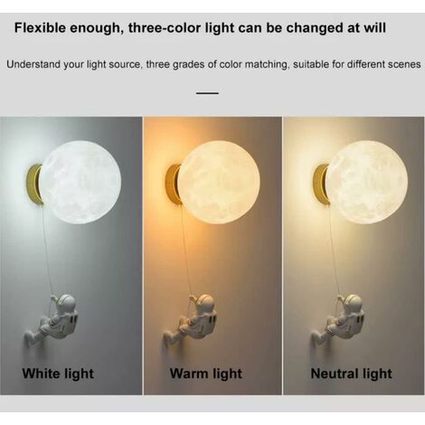 Lampada Da Parete Astronauta Per Bambini - E27, Con Spina E Cavo 1,5 M - Foto 4