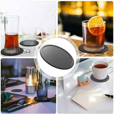 Accessori Bar Cucina Sottobicchieri Ardesia VIBRATITE - 12 Pezzi 10cm Con Supporto Metallico