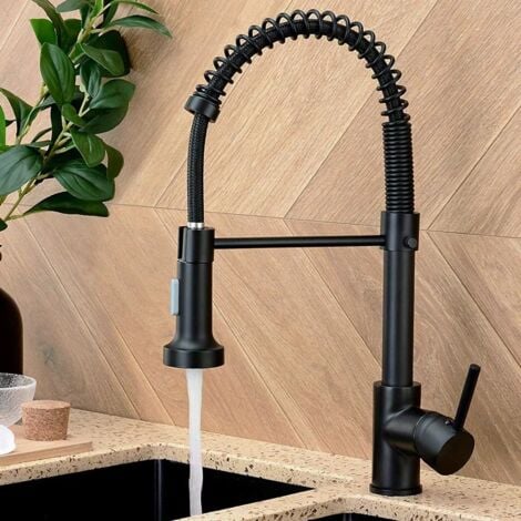 Rubinetto Cucina Nero Con Doccia Estraibile - Miscelatore Girevole 360° E Doppio Getto | Acciaio Inox - Foto 10