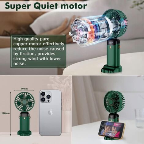 Ventilatore Portatile, Ricaricabile Tramite USB, 5 Velocità Con Base Batteria Da 4200 Mah Pieghevole Per Ufficio E Esterno Viola 96586073