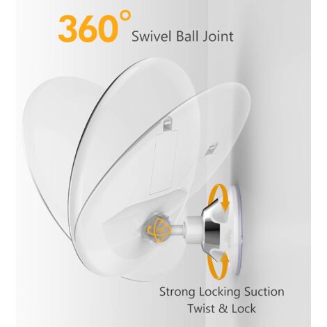 Specchio Trucco Ingranditore 10x LED, Specchio Bagno Rotondo Ruota di 360° Allungabile Specchio da Parete