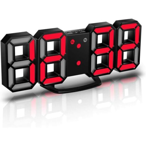 Sveglia digitale a LED 3D, Orologio da parete, Orologio digitale, Sveglia a LED 3D Timorn con 3 livelli di luminosità regolabili Luce notturna Funzione snooze Dimmerabile
