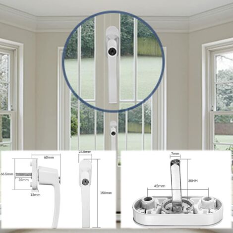 Kit 4 Maniglie Per Finestre Con Serratura NA – In Alluminio, Anti-effrazione, Per Finestre A Battente, Con 8 Chiavi, Distanza Fori 43 Mm