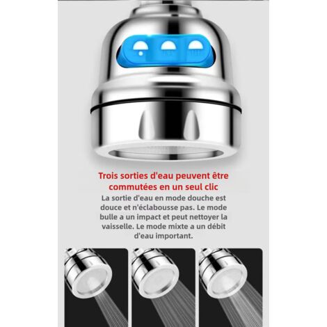 Aeratore Per Rubinetto, Rubinetto Girevole A 360°, Regolatore Del Filtro Del Rubinetto Ugello A Testa Spray Per Cucina E Bagno 2 Modalita Argento 98823381 - Foto 8