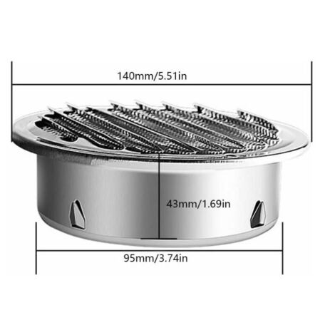 Griglia Ventilazione In Acciaio Inox 80mm - Con Rete Anti-Insetto E Viti - Foto 12