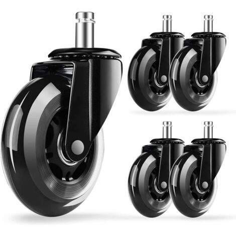 Rotelle, Set Di 5 Rotelle Per Sedie Da Ufficio, 11 X 22 Mm, Design A Doppia Ruota Non Graffiano Pavimento Diametro 50mm 97210117