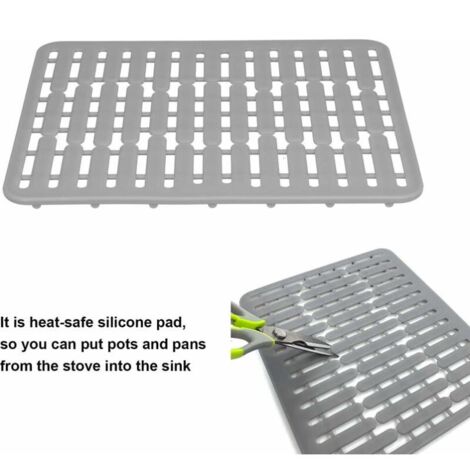 Confezione Da 2 Tappetini Per Lavello Da Cucina In Acciaio Inox/ceramica, Protezioni Per Il Fondo Del Lavello In Pvc Ecologico Regolabili Drenaggio Rapido Motivo A Pois 30 X 40 Cm Nero 91676766