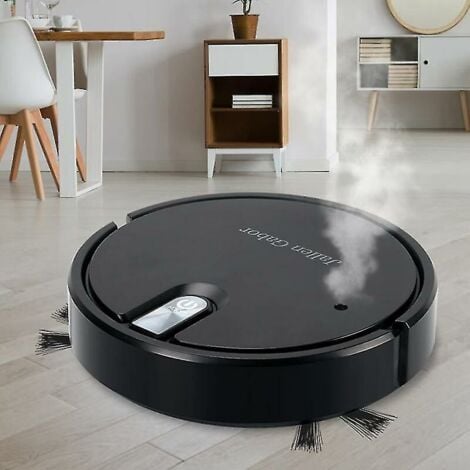 Aspirapolvere robot Aspirapolvere senza fili 5 in 1 con luci d'atmosfera a LED Aspirapolvere umidificante Colore: nero