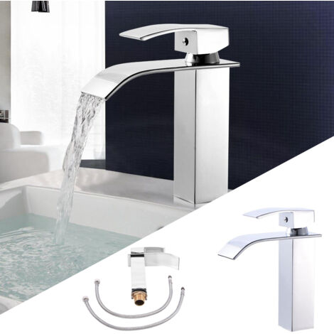 Rubinetto Bagno A Cascata Con Manopole In Cristallo, 3 Fori, Finitura Oro, Per Lavabo O Vasca, Montaggio Diffuso, Deoler