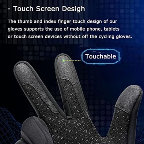 Guanti invernali touchscreen - Caldi, antivento e impermeabili Black M
