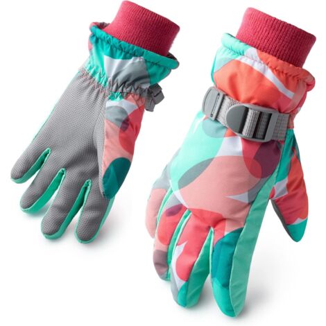Highcamp Guanti Da Neve Impermeabili Per Bambini - Caldi E Traspiranti, Con Cerniera E Cinturino Regolabile, Taglia M (6-8 Anni), Nero