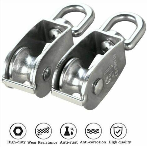 Puleggia Singola In Acciaio Inox 3-Pack - Carrucola Girevole Per Sollevamento Pesi, Antiruggine - 2