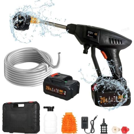 Idropulitrice Portatile A Batteria 21V 100Bar - Kit Completo Con 2 Batterie Per Lavare Auto, Moto E Giardino
