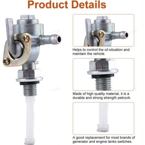 2 Rubinetti Carburante M10x1.25mm - Interruttore Serbatoio Benzina Universale Per Moto, ATV E Generatori - Foto 8