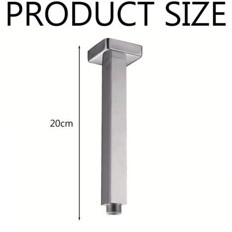 Braccio Doccia 25 Cm In Acciaio Inox – Prolunga A Parete Quadrata – Filetto G1/2 – Cromato – Per Soffione Bagno