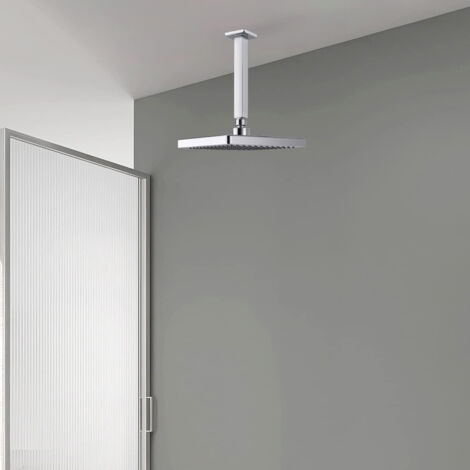 Braccio Doccia 25 Cm In Acciaio Inox – Prolunga A Parete Quadrata – Filetto G1/2 – Cromato – Per Soffione Bagno