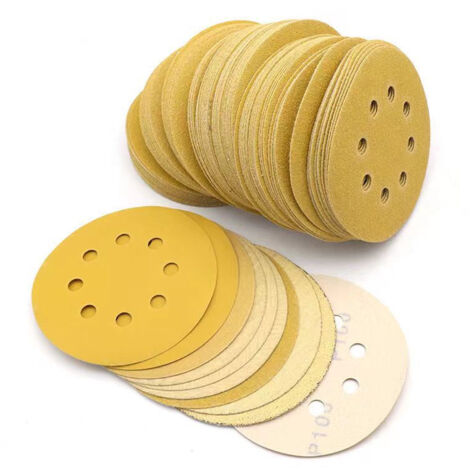 Carta vetrata da 125 mm, velcro, 8 fori, set da 100 pezzi per levigatrice orbitale rotonda, metallo e colore (P320