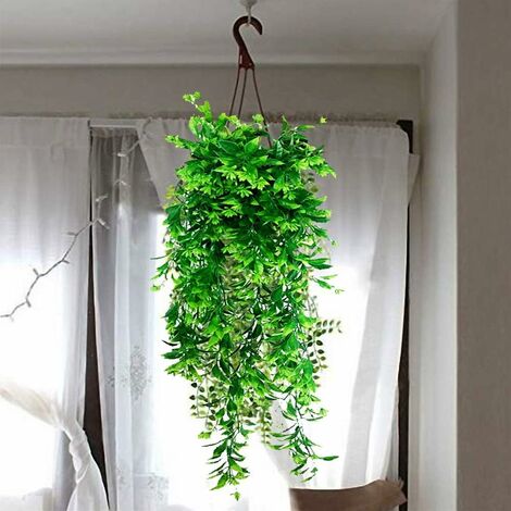 SzJias Piante Artificiali Da Appendere - 6 Pezzi Di Felci Finte, Lunghe 83,8 Cm, Per Decorazione Esterna/Interna, Patio E Portico - 2