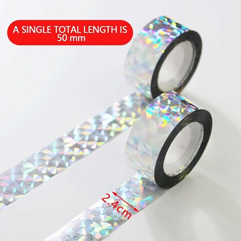 Nastro Anti Uccelli,2 Pezzi Nastro Repellente Antiuccelli,Nastro Riflettente Uccelli,Nastro Deterrente,Doppio Lato Laser Bird Scare Tape,per Spaventare Gli Uccelli,Proteggi Il Balcone,Giardino,50m - Foto 2