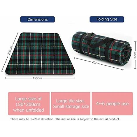 Coperta Da Picnic Impermeabile 200x200cm | Pieghevole Con Manico | Per Spiaggia, Giardino, Campeggio - Foto 2