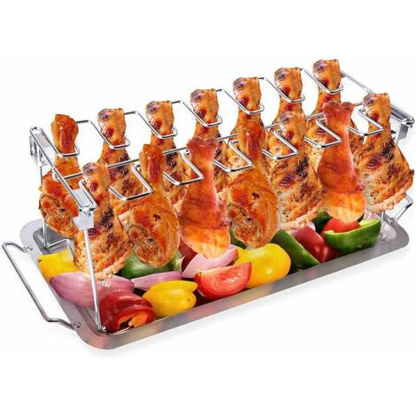 2 Forchette Porta Ali Di Pollo Per Griglia – Acciaio Inox, Design A U – Accessori BBQ - 2