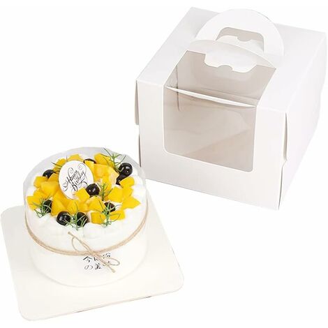 Set Di 5 Scatole Per Torte Quadrate 20x20x20 Cm - Con Finestra E Nastro, Perfette Per Dolci