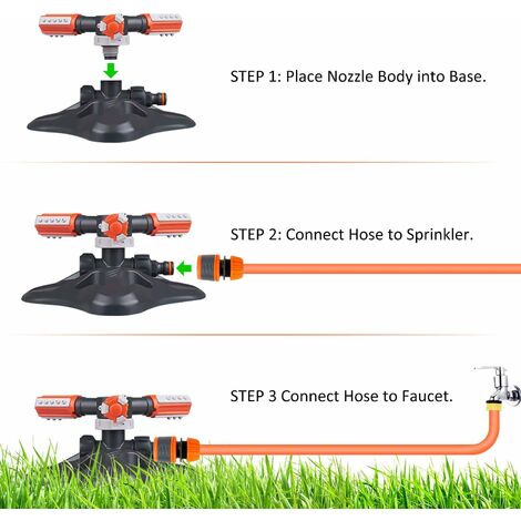 Irrigatore Rotante A 360° Per Giardino E Prato - In ABS, Regolabile, Copertura Ampia - Attacco Per Tubo