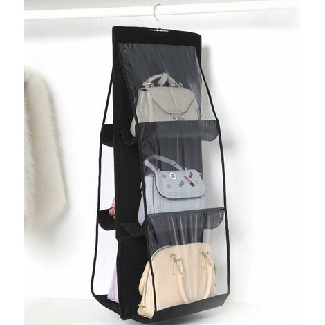 Organizer Appendibile Per Armadio - 4 Sacche Trasparenti, Per Camera, Ufficio O Porta, Nero - Foto 9