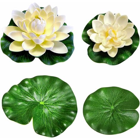 6 Piante Artificiali Galleggianti A Forma Di Ninfea E Fiore Di Loto - Decorazione Per Laghetti Da Giardino, Piscine E Stagni, Colore Bianco