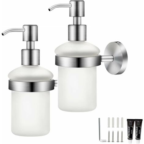 Decdeal Dispenser di sapone da parete 200 ml per cucina, bagno, Bar facile da installare bianco
