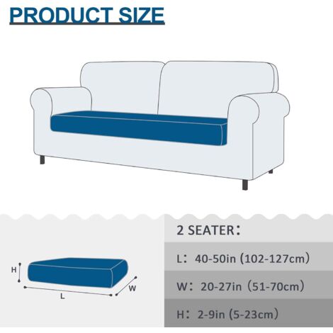 Copriseduta Divano Elasticizzato Alta qualità Protezione del Cuscino Sedile  del Divano Lavabile (2 Posti, Oceano blu)