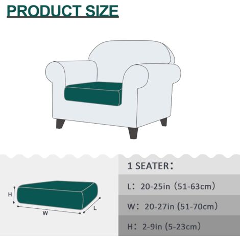 Copriseduta Divano Elasticizzato Alta qualità Protezione del Cuscino Sedile  del Divano Lavabile (1 Posto, Verde turchese)