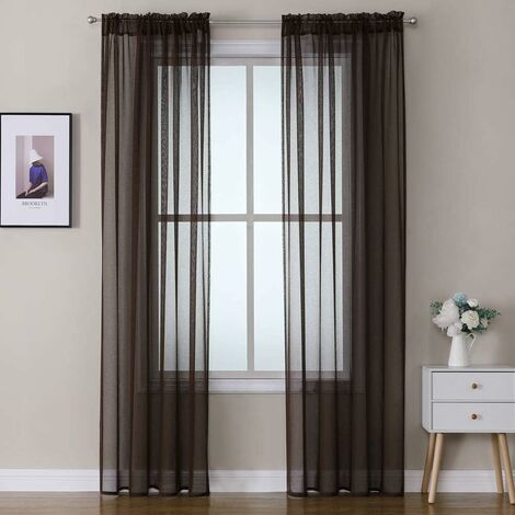 Youleyar 2 Set Tende Trasparenti in Voile di Poliestere con Tasche per Bastoni, Tende per Soggiorno, Decorazione per Camera da Letto, Dimensioni: L140 x A175 cm, Colore: Arancione