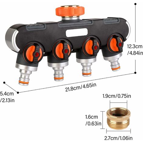Distributore Acqua 3/4 Pollici, Rubinetto A 2 Vie, In Ottone, Connettore Acqua, Distributore, Tubo Da Giardino, Tubo Da Giardino Con Adattatore Da - Foto 12