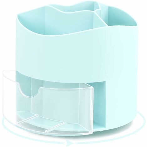 Organizzatore rotante a 360° per pennelli da trucco con cassetto, organizer per tavolo da toeletta, porta pennelli da trucco bianco per vanità, soggiorno, camera da letto, piano di lavoro del bagno