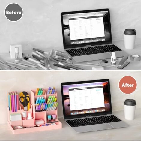 Portapenne Organizzatore Scrivania Lostwry 4 Pezzi - Multifunzione In Plastica - Foto 8