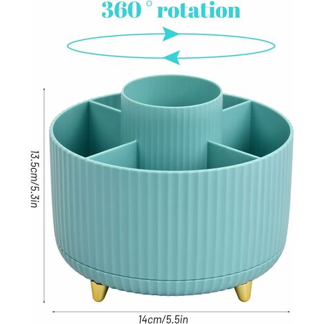 Portapenne Girevole HEKOBAG A 360° - 5 Scomparti, Design Blu, Per Scrivania, Ufficio E Trucco - Foto 2