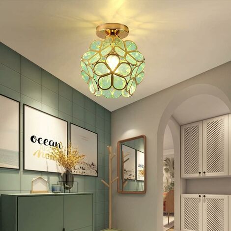 TOKTOP Plafoniera In Vetro A Forma Di Fiore – Verde, E27 Max 60W, Per Soggiorno, Camera Da Letto E Sala Da Pranzo