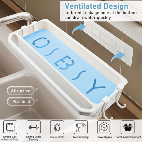 Portasapone Da Cucina In Silicone Con Vassoio E Drenaggio: Organizer Per Lavello, Portaspugna Antiscivolo Ad Asciugatura Rapida, Protezione Schizzi