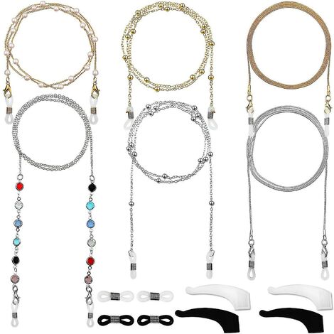 Terminali Per Catene Occhiali 40 Pezzi - Connettori In Silicone Antiscivolo Regolabili