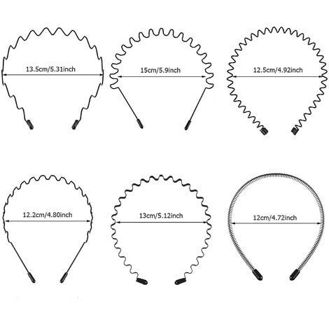 Cerchietti Capelli In Metallo Antiscivolo - Set 6 Pezzi Unisex, Nero, Per Sport E Yoga, Regolabili - Foto 8