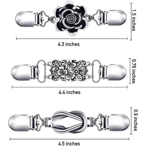 Clip Per Cardigan Retr&ograve; Con Strass - 4 Pezzi Motivo Floreale, Oro E Argento, Per Maglioni E Sciarpe